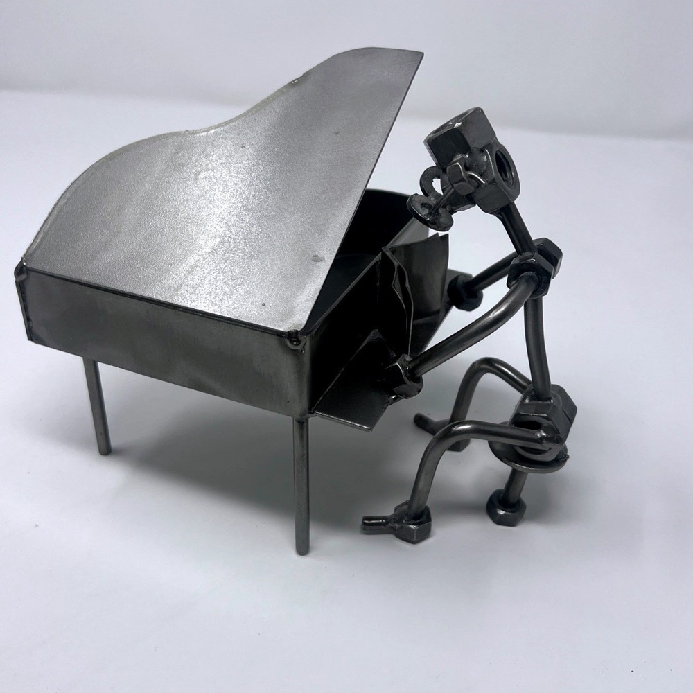 Hinz and Kunst‎ Original Metal Nuts and Bolts Sculpture Grand Piano Man Iron
